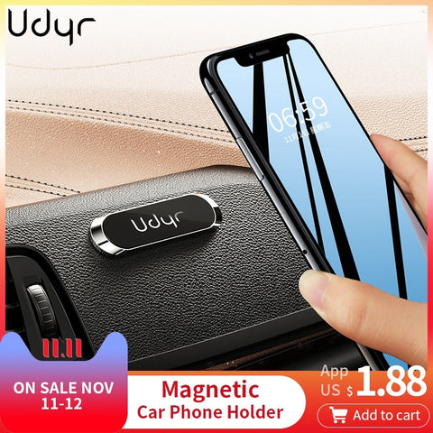 Udyr  mini Strip Shape Magnetic Car Phone Holder Stand For iPhone 11 Samsung 10 Xiaomi Wall metal Magnet GPS Car Mount Dashboard